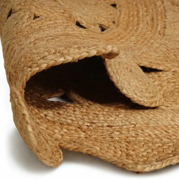 Ümmargune pruun džuutvaip dekoratiivse servaga, Ø 180 cm – 4