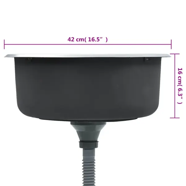 Ümmargune köögivalamu sõela ja haisulukuga, roostevaba teras, 42 x 16 cm – 9