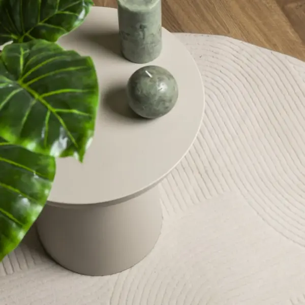 Ümmargune lühikese narmaga vaip IZA, kreemjasvalge, Ø 160 cm – 7