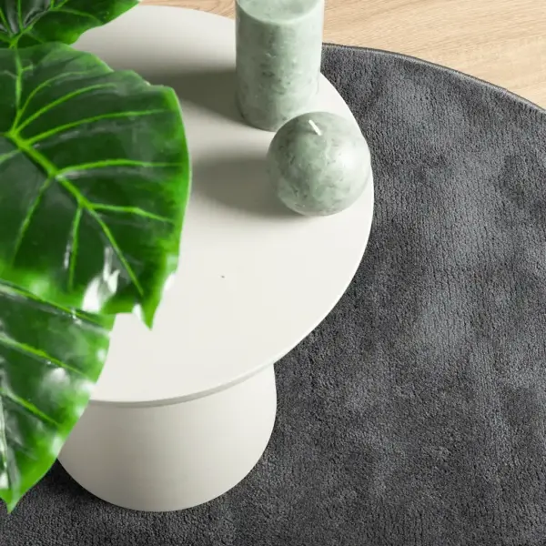 Ümmargune madala karvaga vaip OVIEDO, antratsiithall, Ø 200 cm – 7