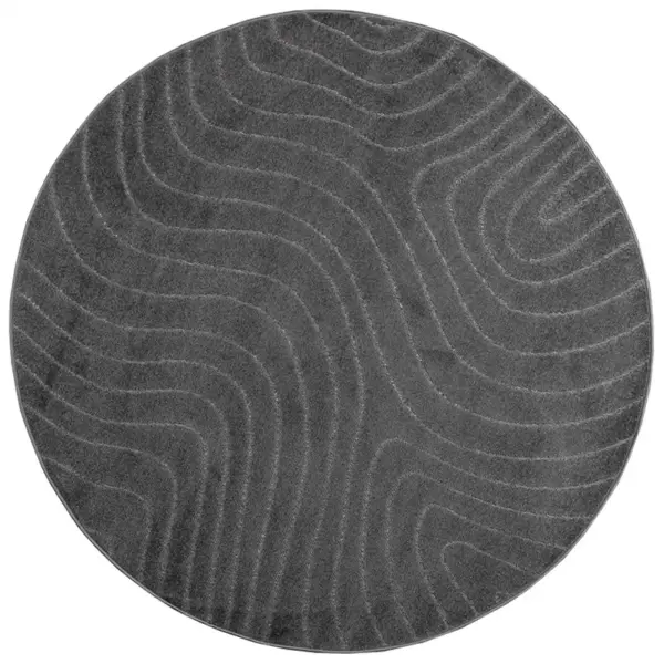 Ümar põrandavaip Palmeras libisemisvastase tagusega, antratsiit, Ø 120 cm, polüester – 2