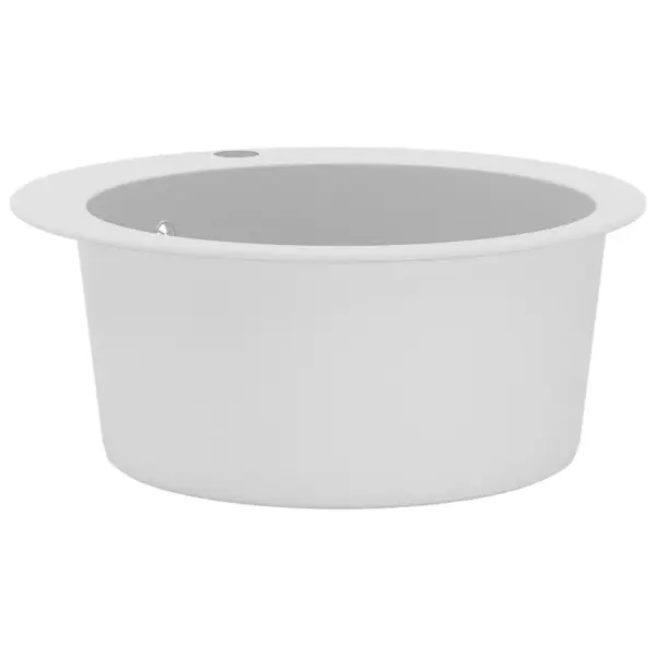 Ümmargune ühe valamuga kvarts-komposiit köögivalamu, pealepaigaldatav, valge, 505 x 505 mm – 4