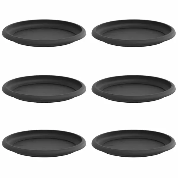 Ümmargused lillealused sise- ja välitingimustesse, 6 tk, must plast, Ø 19 x 2 cm – 2