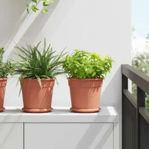 Ümmargused plastist lillepotid, kohviroosa, Ø 19 x 16 cm, 6 tk