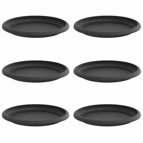 Ümmargused plastmassist lillealused, 6 tk, must, Ø 17,5 x 2 cm – 2