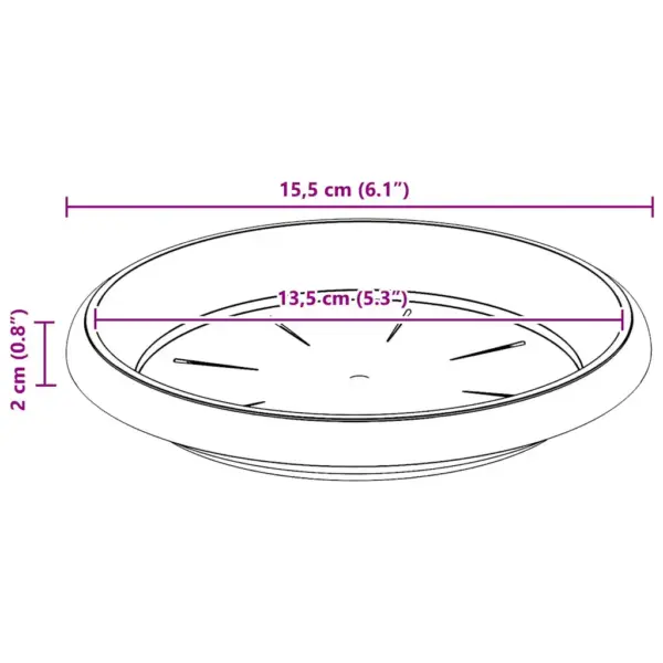 Ümmargused lillepotialused, 24 tk, must plastmass, Ø 15,5 x 2 cm – 10