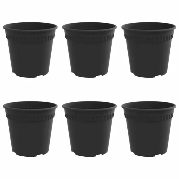 Ümmargused lillepotid äravooluavadega, 6 tk, must plast, Ø 19 x 16 cm – 2