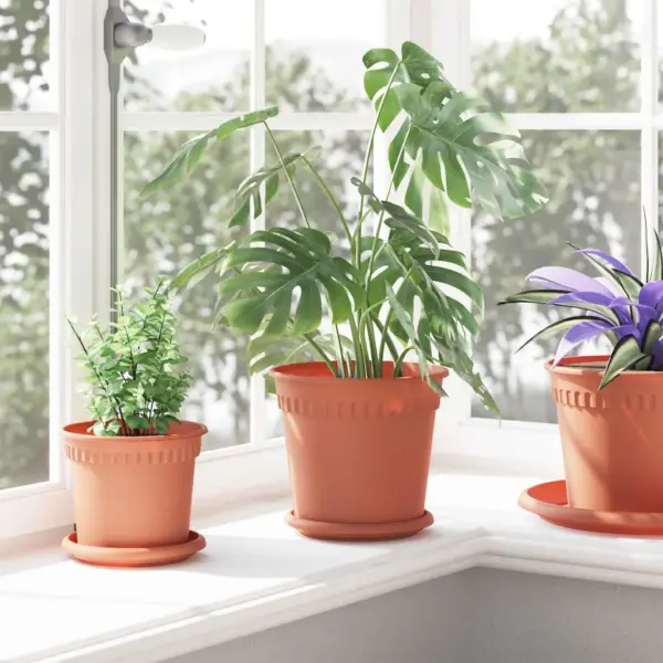 Ümmargused plastist lillepotid, kohviroosa, Ø 19 x 16 cm, 24 tk – 4