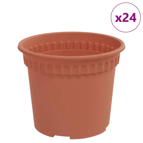 Ümmargused plastist lillepotid drenaažiavadega, kohviroosa, Ø 12,5 x 10 cm, 24 tk – 2