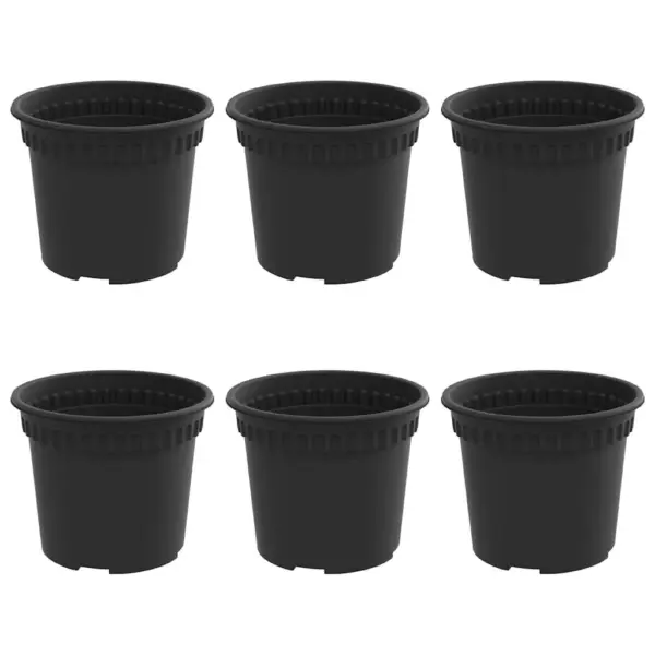 Ümmargused plastlillepotid, 6 tk, mustad, Ø 12,5 x 10 cm – 2