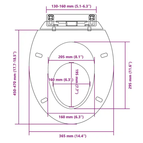 Vaikselt suletav WC-prill-laud, valge ovaalne, polüpropüleen, 46 x 35 cm – 13