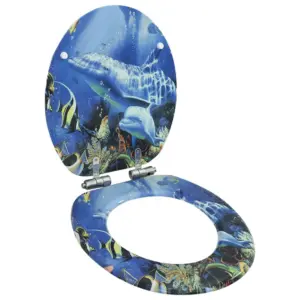 Vaikselt sulguv WC prill-laud delfiinimustriga, MDF