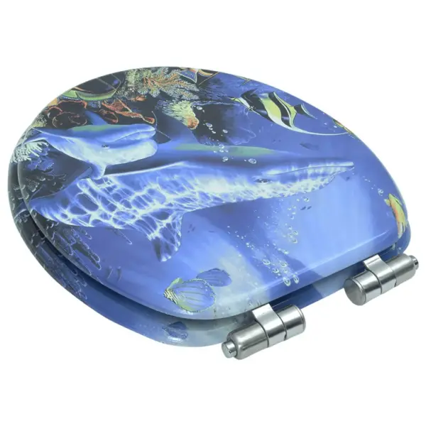 Vaikselt sulguv WC prill-laud delfiinimustriga, MDF – 4