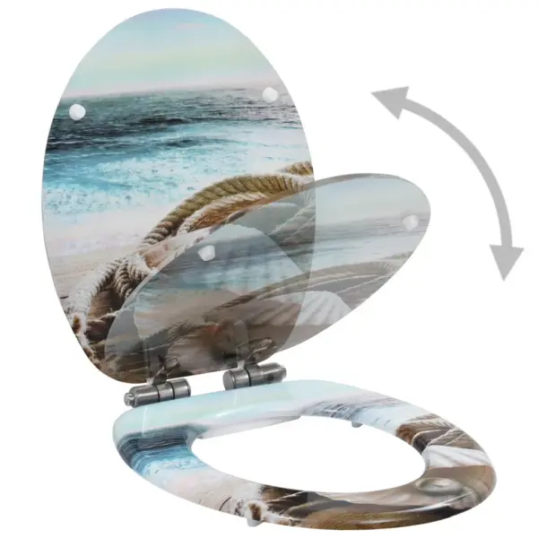 Vaikselt sulguv WC prill-laud merekarpide disainiga, MDF – 2