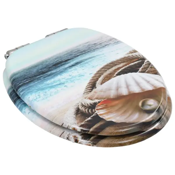 Vaikselt sulguv WC prill-laud merekarpide disainiga, MDF – 3