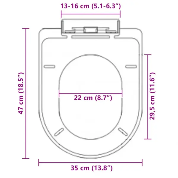 Vaikselt sulguv tualetipoti prill-laud kiirvabastusega, must, 47 x 35 cm – 13