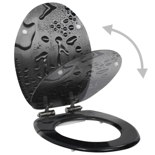 Vaikselt sulguv WC prill-laud veepiisa disainiga, hall MDF – 2