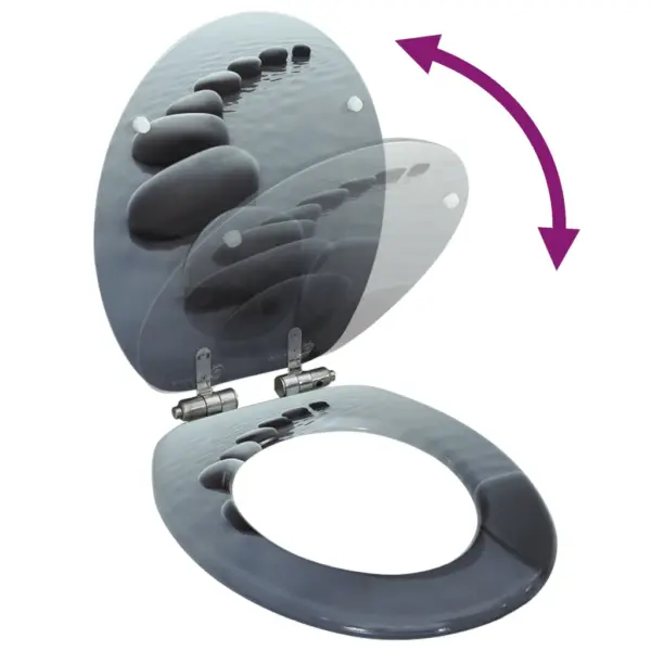 Vaikselt sulguv WC prill-laud kivide disainiga, hall MDF – 2