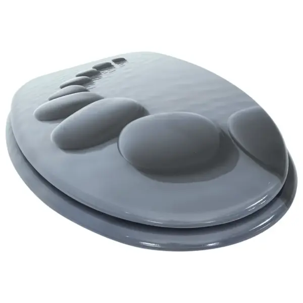 Vaikselt sulguv WC prill-laud kivide disainiga, hall MDF – 3