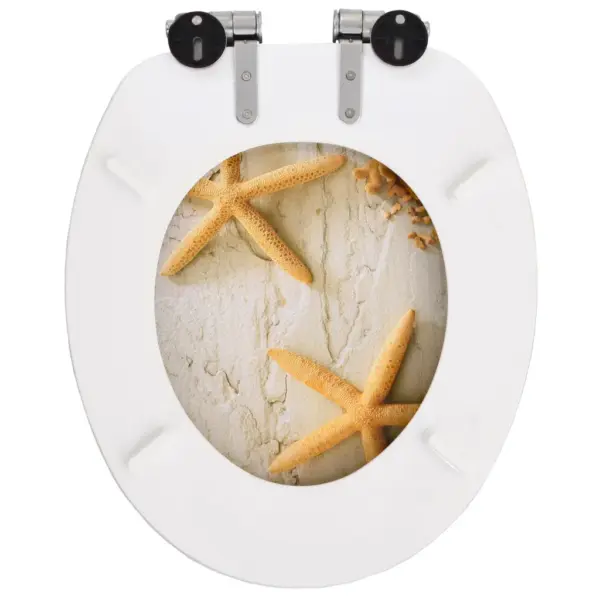 Vaikselt sulguv WC prill-laud meritähe disainiga, hall MDF – 5