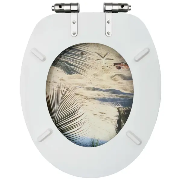 Vaikselt sulguv WC prill-laud rannadisainiga, MDF, reguleeritavate hingedega – 6