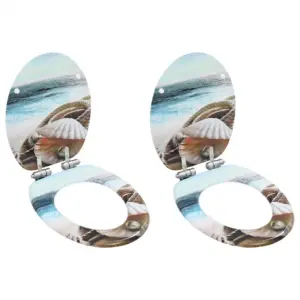 Vaikselt sulguvad WC-prill-lauad merekarbikujundusega, 2 tk, MDF