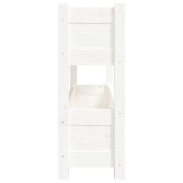 Kahetasandiline valge männipuidust taimekast, 112 x 25 x 66 cm – 6
