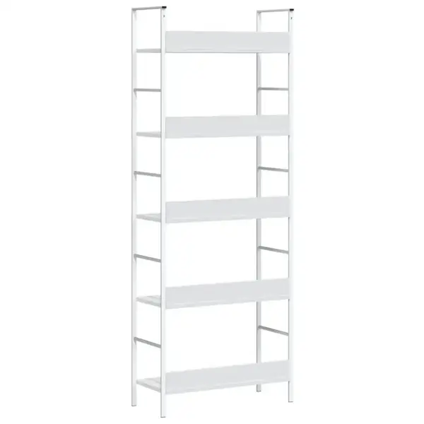 Valge 5-korruseline raamaturiiul terasraamiga, 60 x 27,6 x 158,5 cm – 7