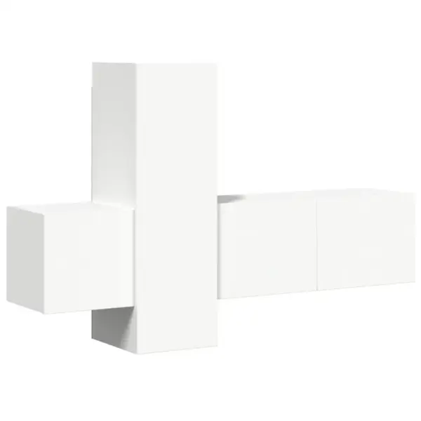 7-osaline seinapealne telerikappide komplekt, valge tehispuit – 2