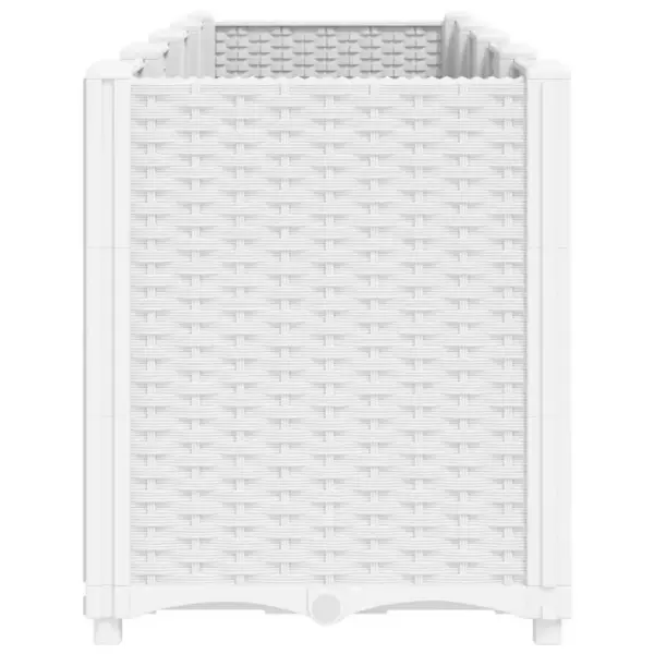 4-osaline aia taimekast rotangimustriga, valge PP, 160 x 40 x 53 cm – 4