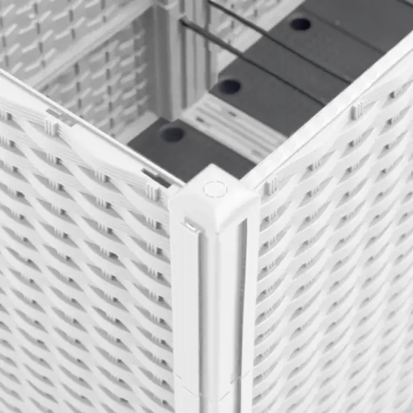 4-osaline aia taimekast rotangimustriga, valge PP, 160 x 40 x 53 cm – 6