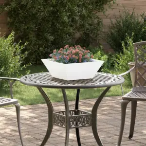 Valge trapetsikujuline metallist aiapott, külmvaltsitud teras, 40 x 40 x 15 cm