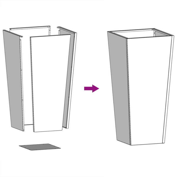 Kõrge aiataimekast põhjaga, valge külmvaltsitud teras, 35 x 35 x 75 cm – 8