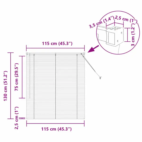 Valge alumiiniumist Veneetsia ruloo, 130 x 115 cm, siseruumidesse – 12