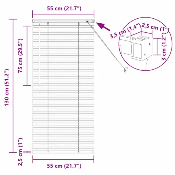Valge alumiiniumist Veneetsia ruloo, 130 x 55 cm – 13