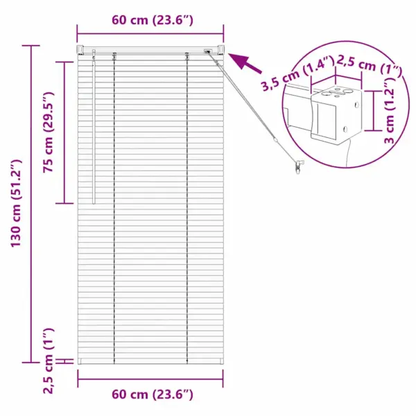 Veneetsia ruloo, valge alumiinium, 130 x 60 cm – 13