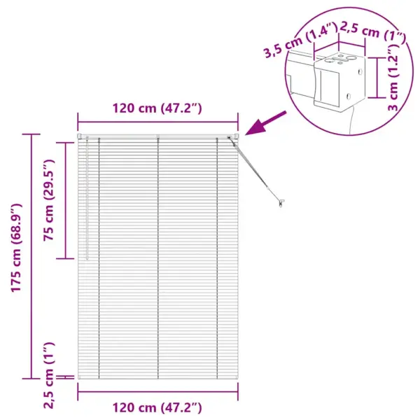 Valge alumiiniumist Veneetsia ruloo, 175 x 120 cm – 13
