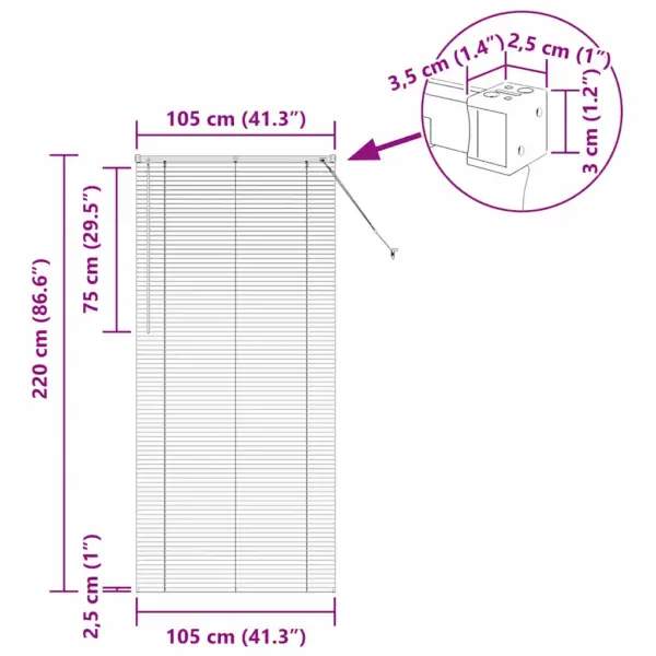 Valge alumiiniumist Veneetsia ruloo valguse ja privaatsuse reguleerimiseks, 220 x 105 cm – 13