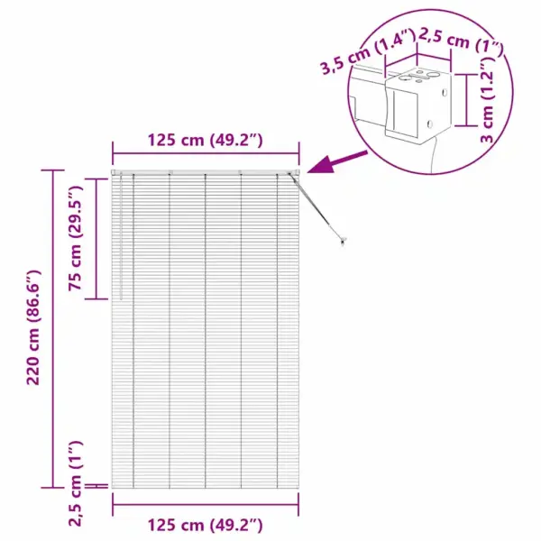 Veneetsia ruloo, valge alumiinium, 220 x 125 cm – 13