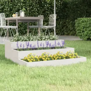 Valge männipuidust astmeline taimekast, 78 x 78 x 27 cm