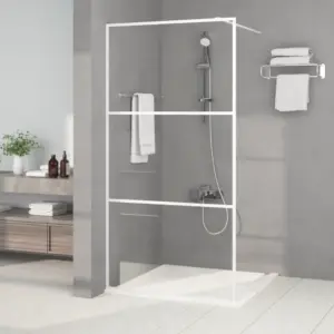 Valge raamiga dušisein, läbipaistev ESG-klaas, 100 x 195 cm