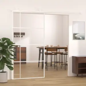 Valge ESG-klaasiga liuguks alumiiniumraamiga, 102,5 x 205 cm
