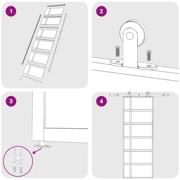 Ruumi säästev valge klaasist liuguks, ESG-klaas ja alumiinium, 76 x 205 cm – 6