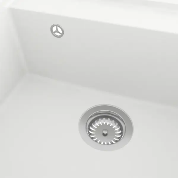Valge graniitkomposiidist köögivalamu ülevooluavaga, 530 x 500 mm – 6