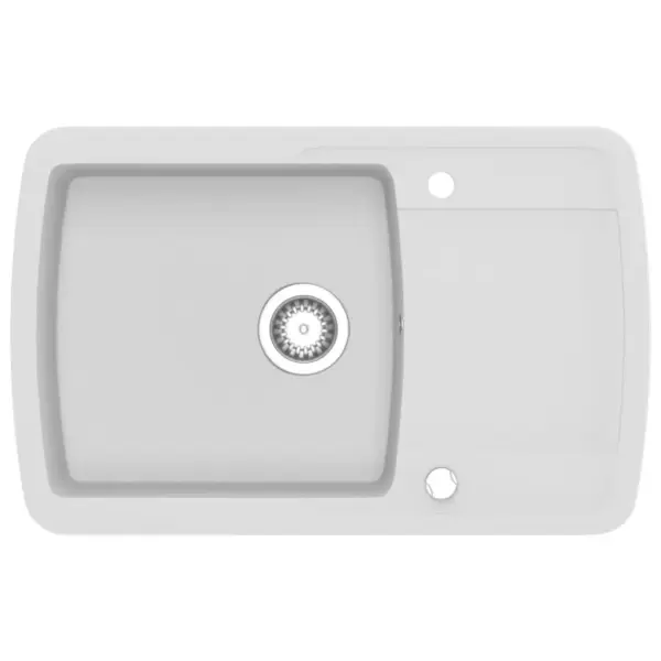 Ühe valamuga graniitköögivalamu, valge, pealepaigaldatav ja pööratav, 780 x 500 mm – 2