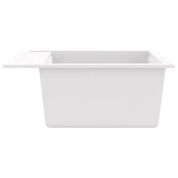 Ühepoolne valge graniitköögivalamu sõelaga, kapipealne, 490 x 510 mm – 5