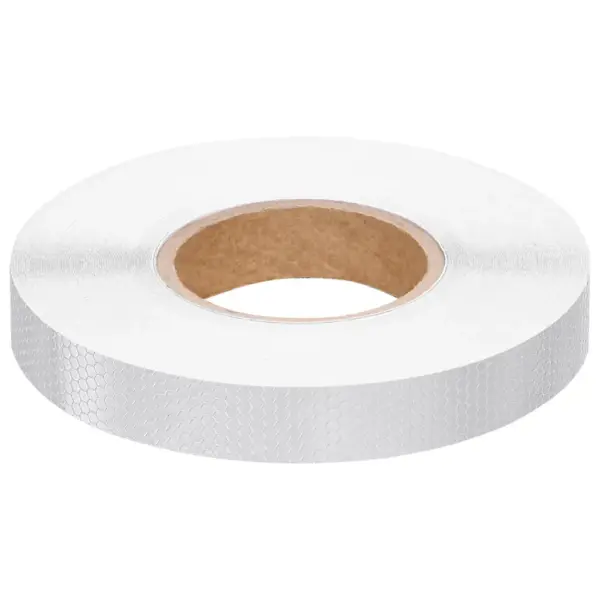 Valge iseliimuv helkurteip, PVC, 2,5 cm x 50 m – 2