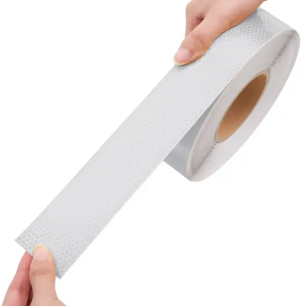 Valge iseliimuv helkurteip, PVC, 5 cm x 50 m – 8