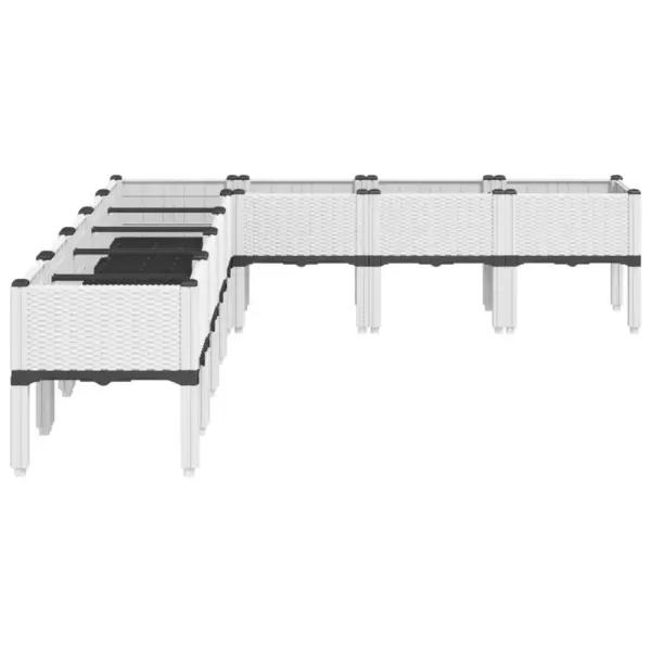 Jalgadel aia taimekast, valge PP, 200 x 160 x 42 cm – 4