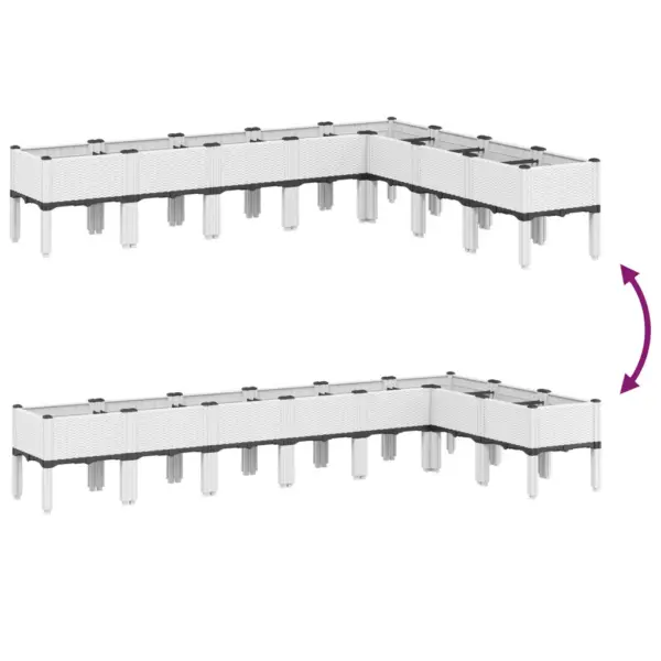 Jalgadel aia taimekast, valge PP, 200 x 160 x 42 cm – 6